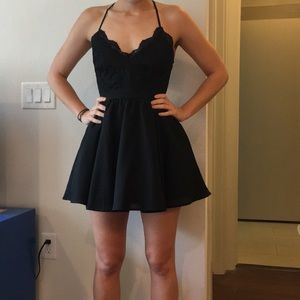 Tobi black cocktail dress, open back